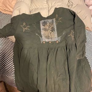 Dark green blue fish shirt